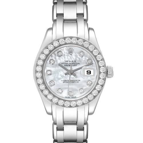 Photo of Rolex Pearlmaster Masterpiece White Gold Mother of Pearl Diamond Ladies Watch 80299