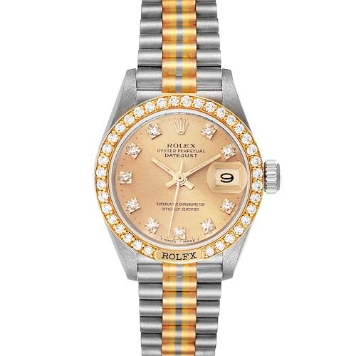 Photo of NOT FOR SALE Rolex President Tridor White Yellow Rose Gold Diamond Ladies Watch 69149 PARTIAL PAYMENT
