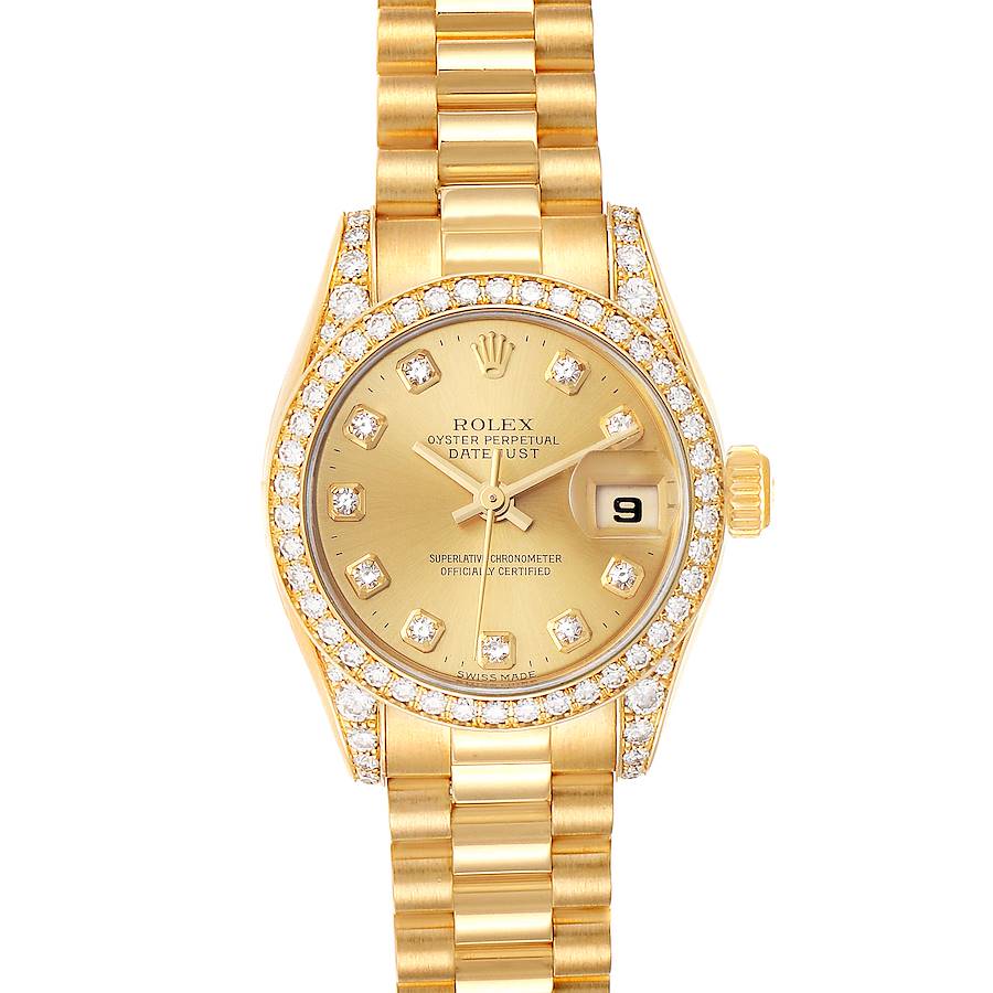 Rolex President Yellow Gold Diamond Dial Bezel Lugs Watch 179158 Box Papers SwissWatchExpo