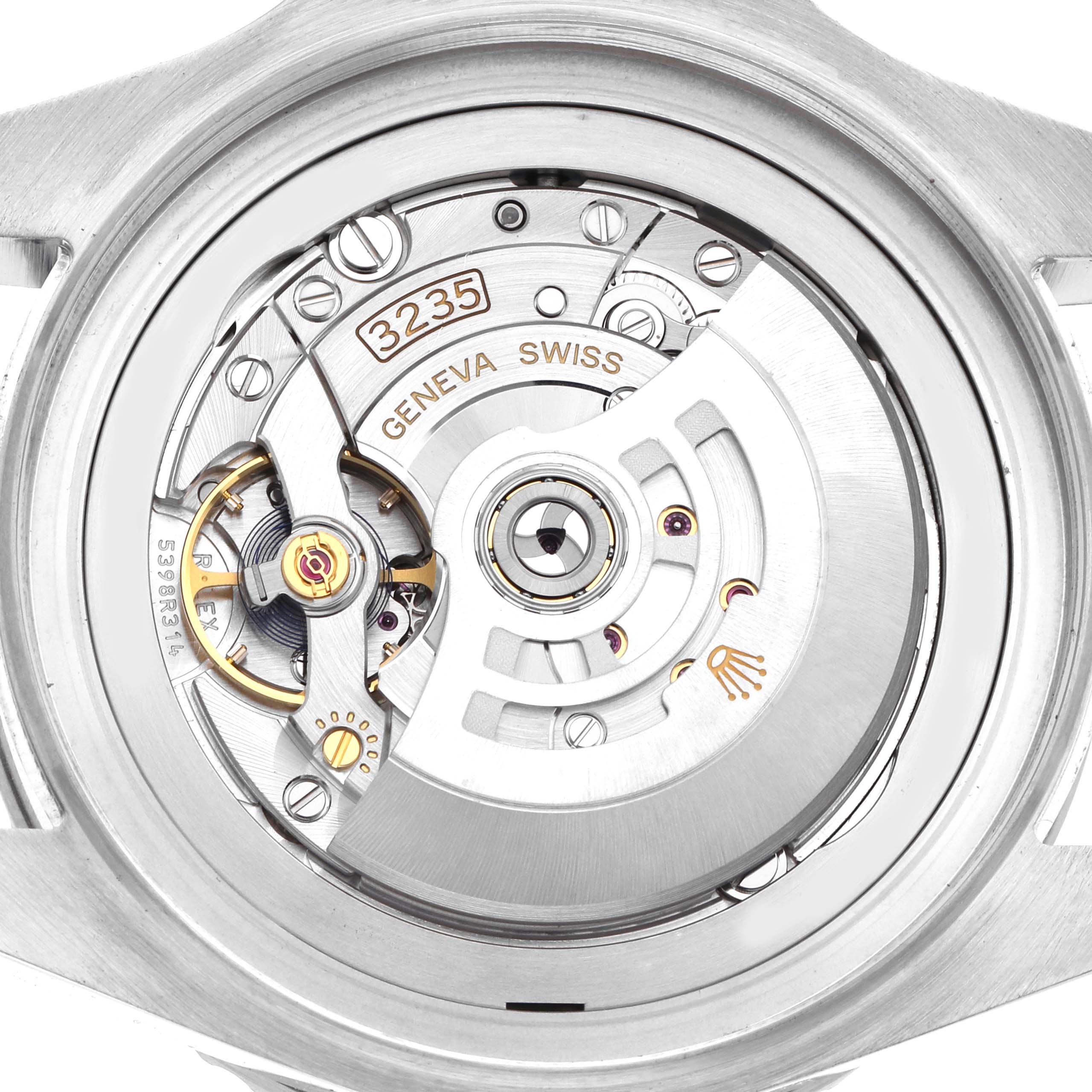 The image shows the back view of a Rolex Sea-Dweller 126660 Men's Stainless Steel Blue Dial, highlighting its internal movement and mechanism.