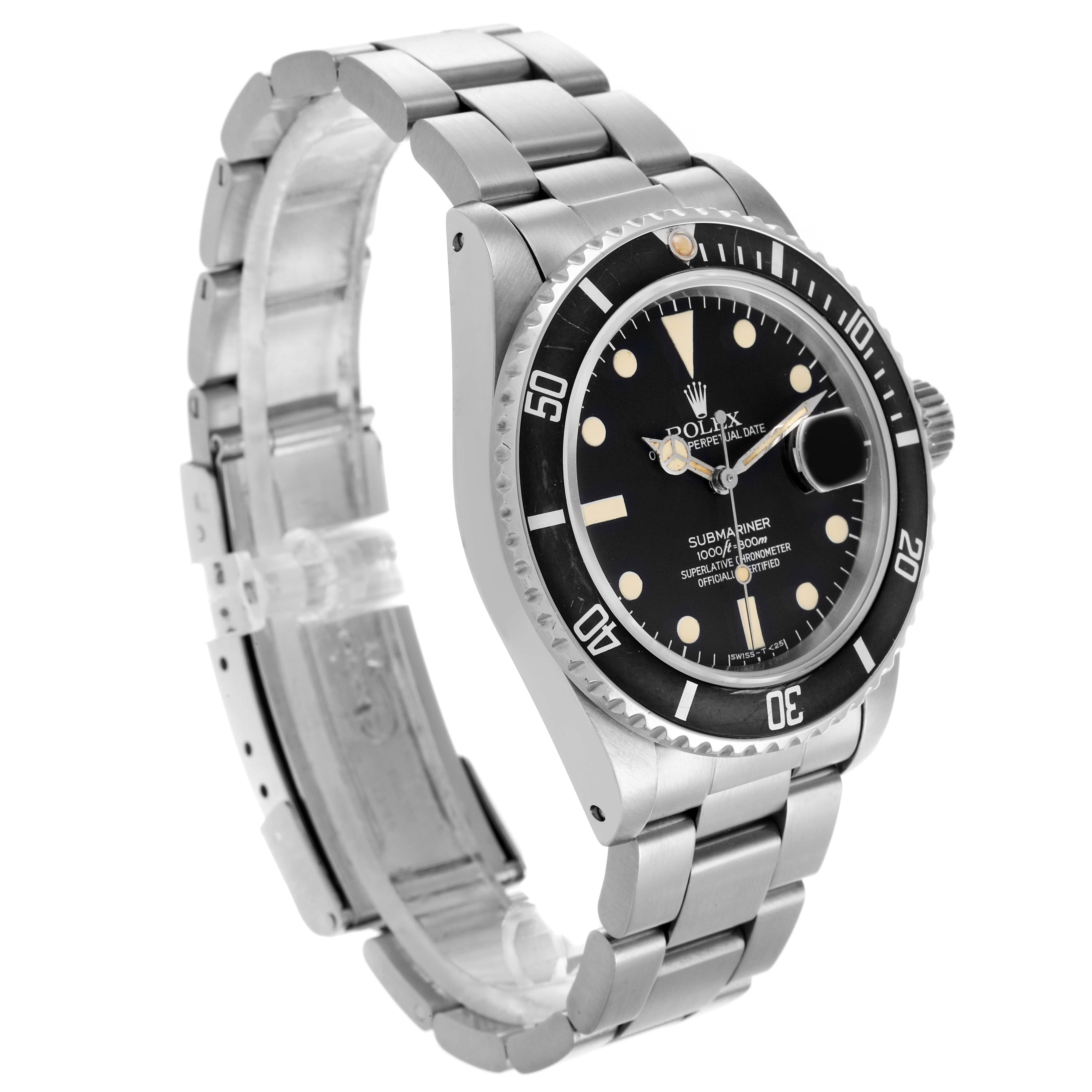 The Rolex Vintage Collection 16800 Men's Stainless Steel Black Dial 16800 Men's Stainless Steel Black Dial watch is shown at a slight angle highlighting the dial, bezel, bracelet, and crown.