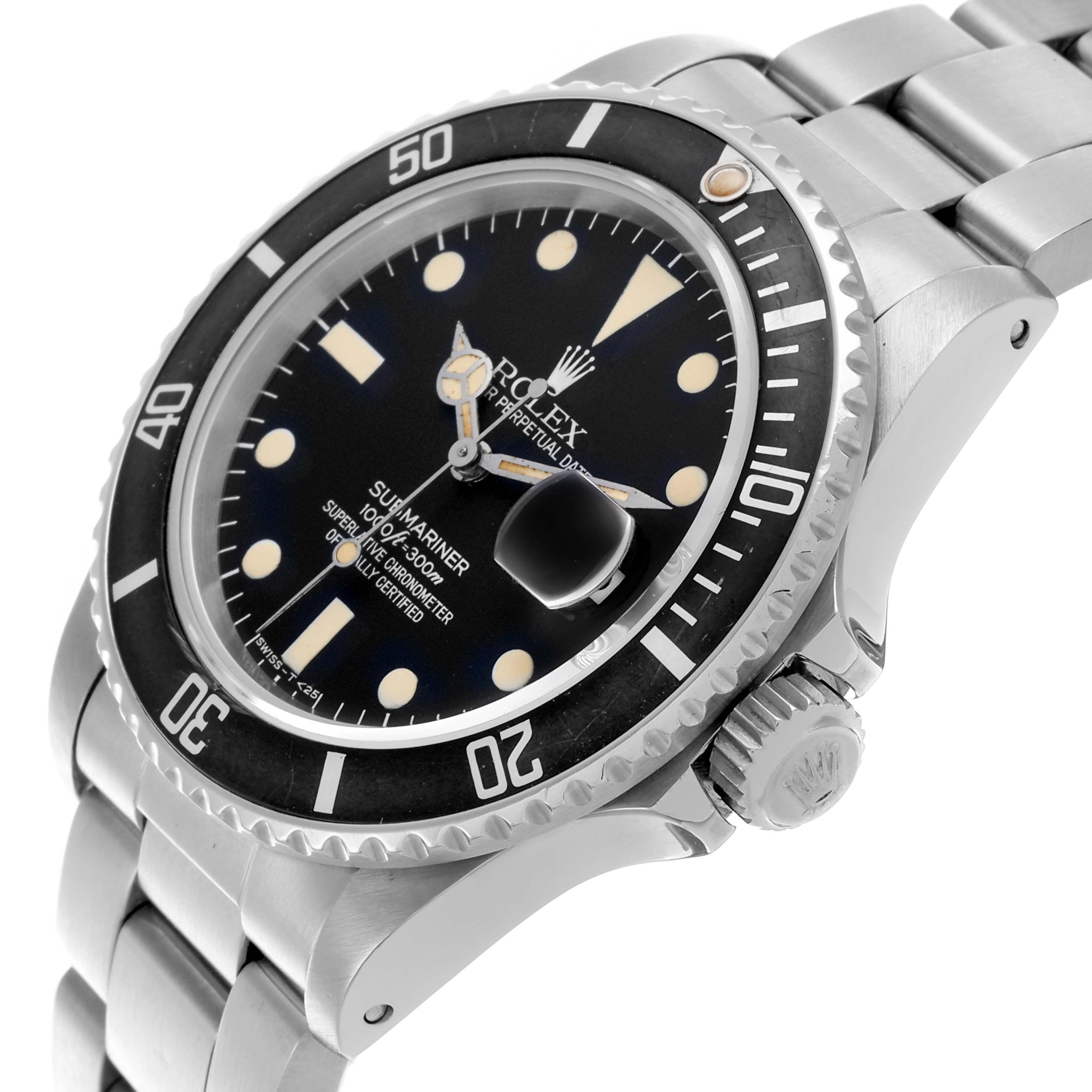 The Rolex Vintage Collection 16800 Men's Stainless Steel Black Dial 16800 Men's Stainless Steel Black Dial watch is shown at an angle displaying the dial, bezel, case, and part of the bracelet.