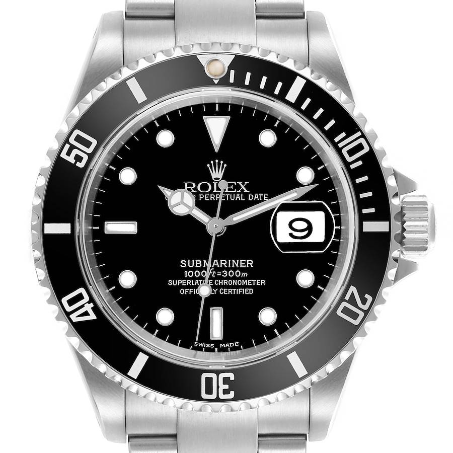 Rolex Submariner Date Black Dial Steel Mens Watch 16610 SwissWatchExpo