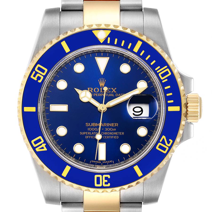 Rolex Submariner Steel 18K Yellow Gold Blue Dial Mens Watch 116613 Unworn SwissWatchExpo