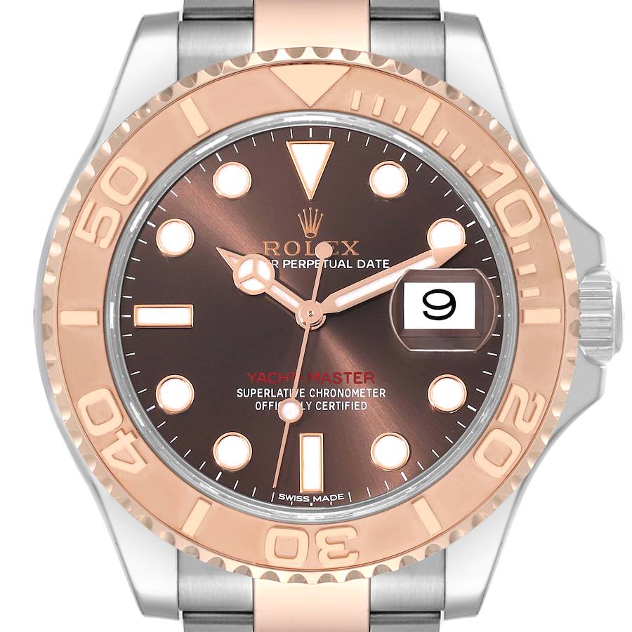 Rolex Yachtmaster 40 Rose Gold Steel Brown Dial Mens Watch 116621 SwissWatchExpo