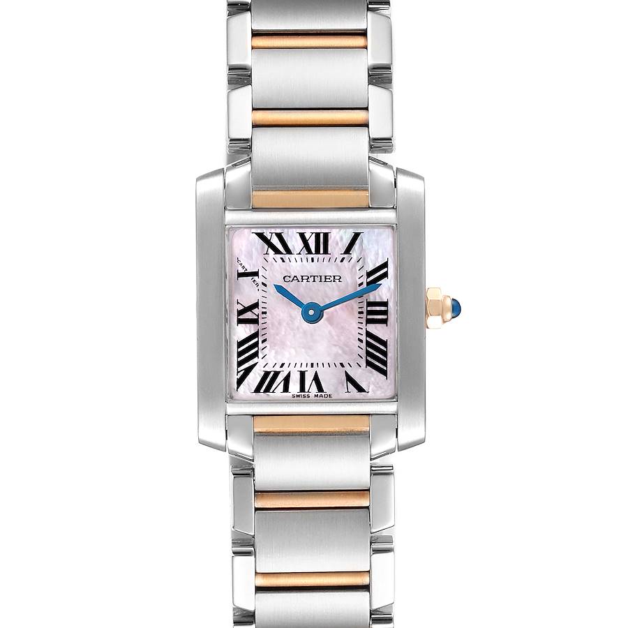 Cartier Tank Francaise Steel Rose Gold MOP Dial Watch W51027Q4 SwissWatchExpo