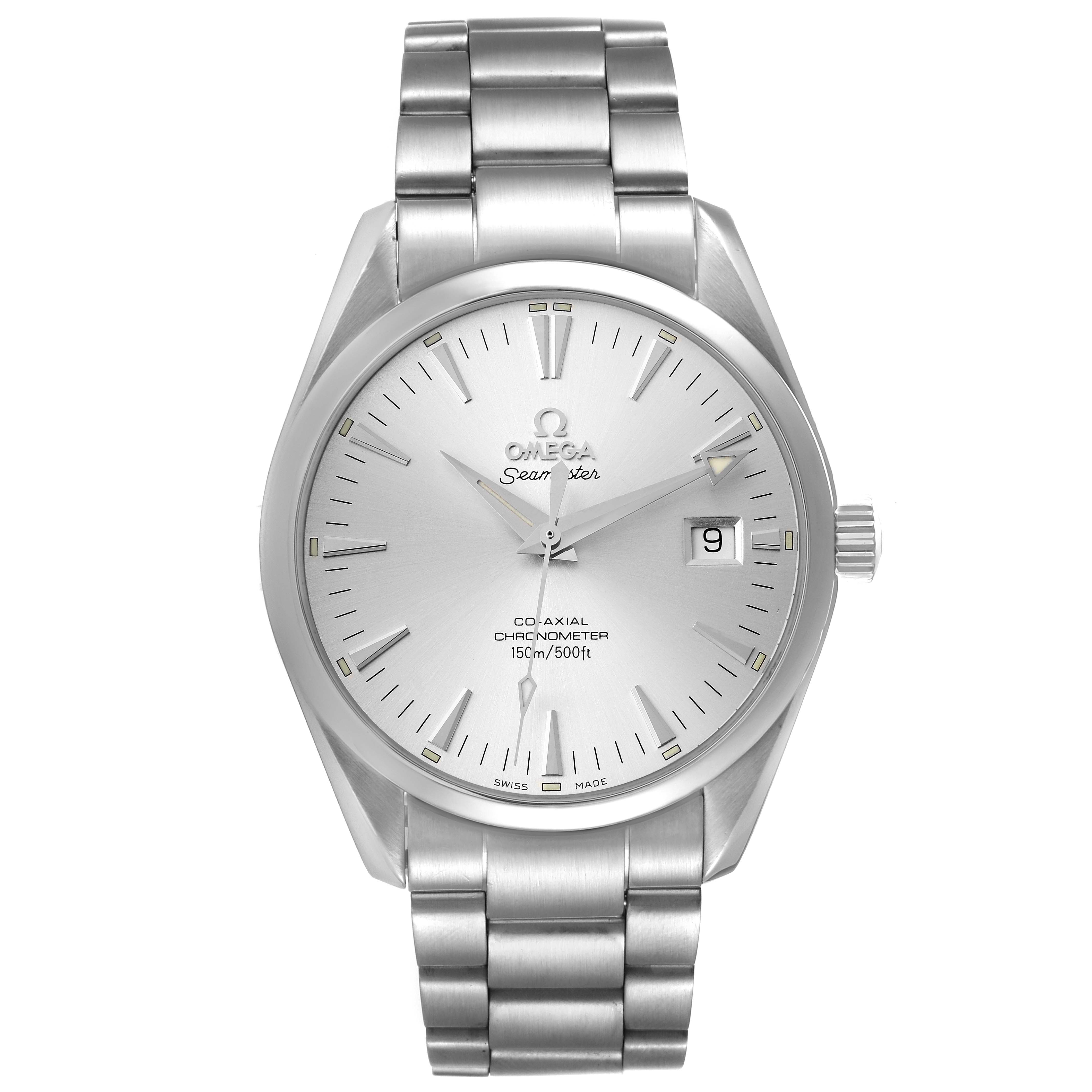 The Omega Aqua Terra 2503.30.00 Men
s Stainless Steel Silver Dial 2503.30.00 Men
s Stainless Steel Silver Dial watch is shown from a front angle displaying the entire face, bezel, bracelet, and crown.