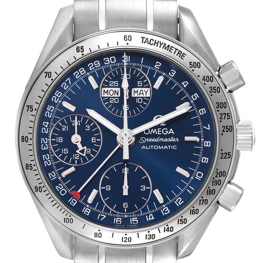 Omega Speedmaster Day-Date Blue Dial Steel Mens Watch 3523.80.00 SwissWatchExpo
