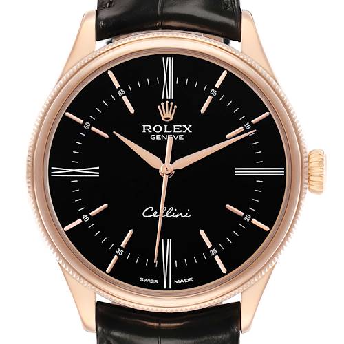 Photo of Rolex Cellini Time Rose Gold Black Dial Mens Watch 50505 Card