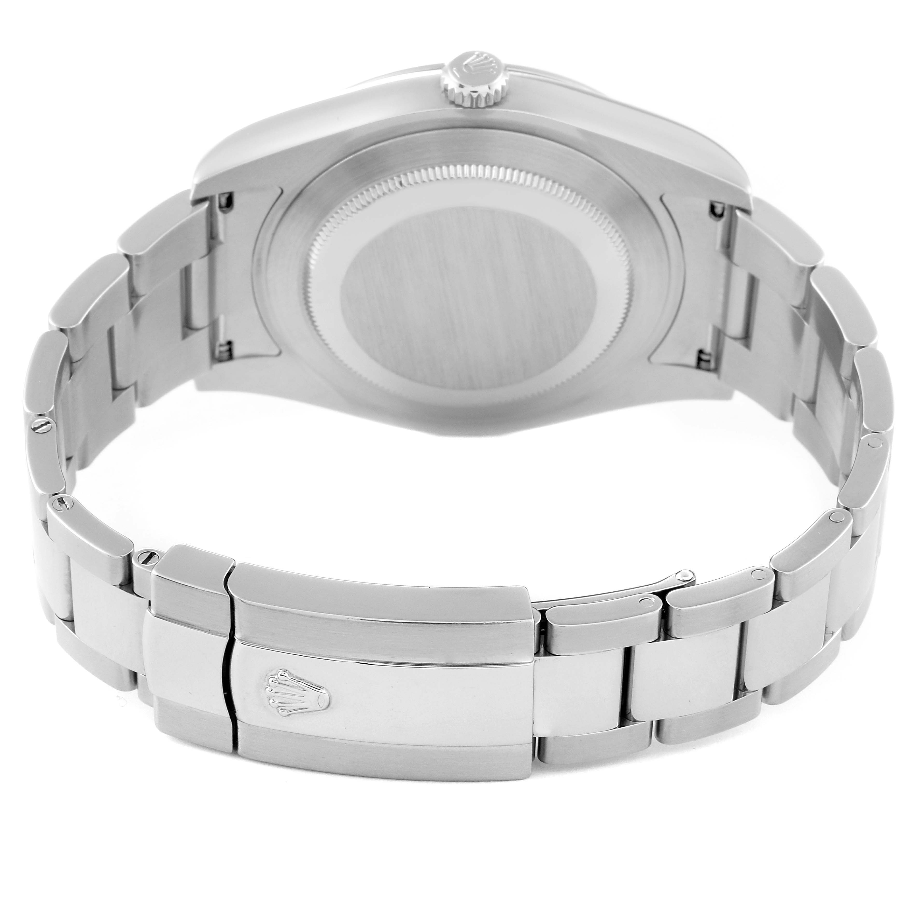 The image shows the back case and bracelet of a Rolex Datejust 41 116300 Men's Stainless Steel White Dial 116300 Men's Stainless Steel White Dial watch.