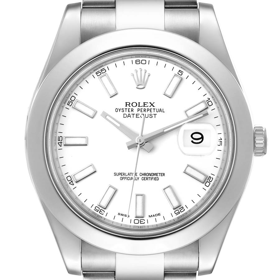Rolex Datejust II White Dial Oyster Bracelet Steel Mens Watch 116300 SwissWatchExpo