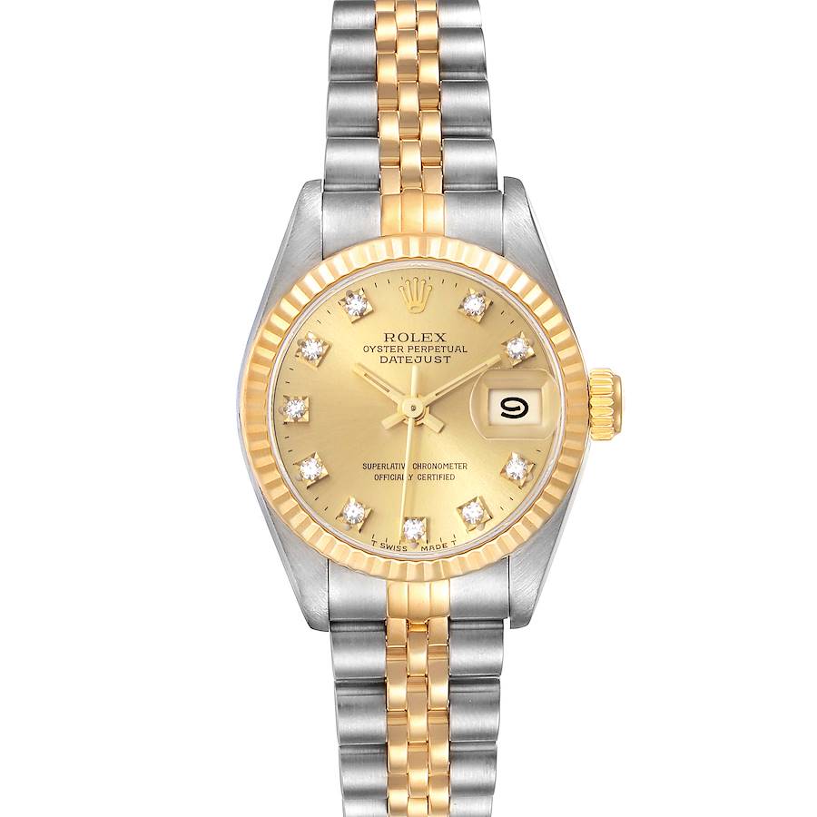 Rolex Datejust Steel Yellow Gold Diamond Dial Ladies Watch 69173 SwissWatchExpo