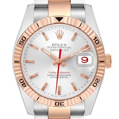 Photo of Rolex Datejust Turnograph Steel Rose Gold Mens Watch 116261 Box Papers