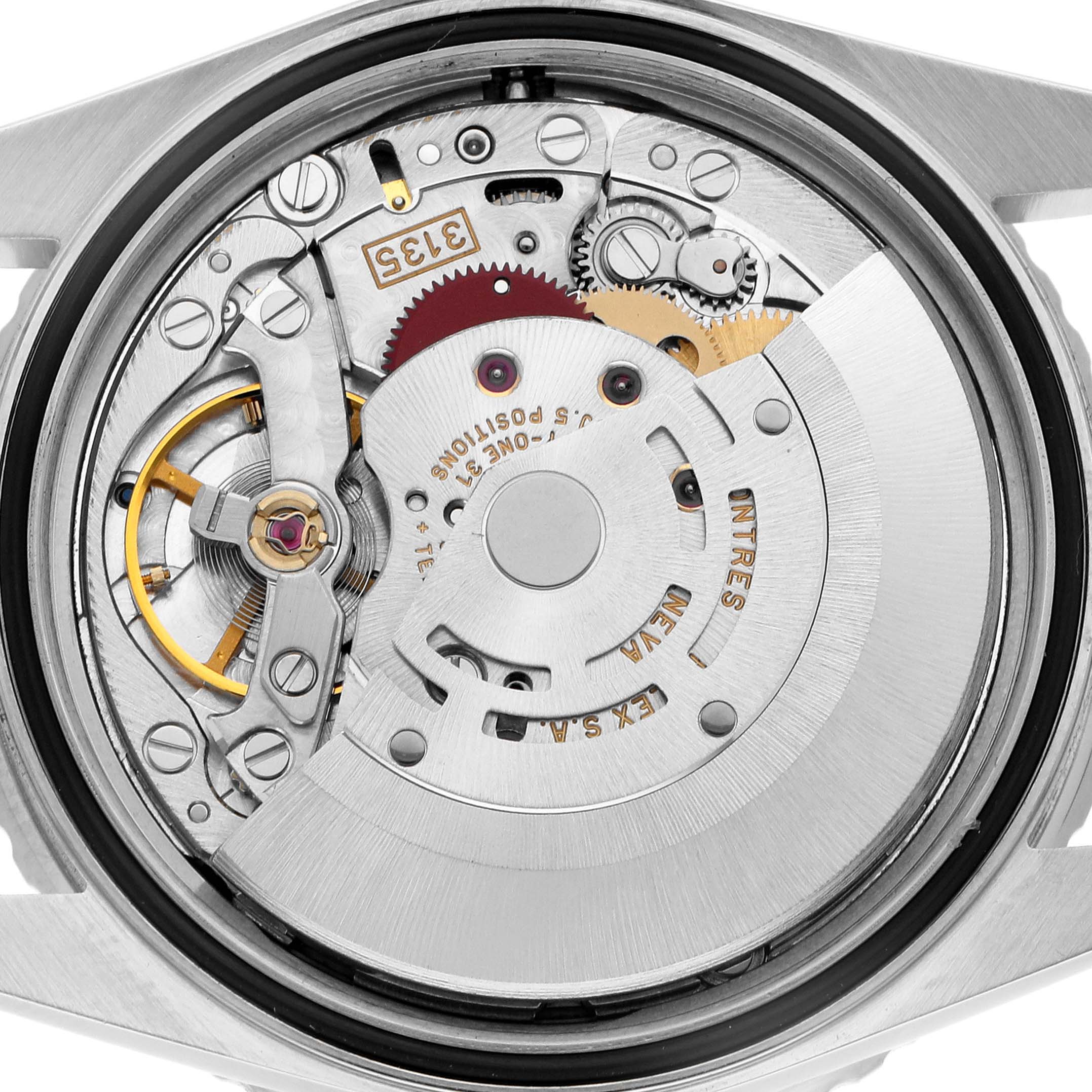 The image shows the internal mechanism of the Rolex Turn-o-Graph 16264 Men
s Stainless Steel Blue Dial watch from a top-down angle.