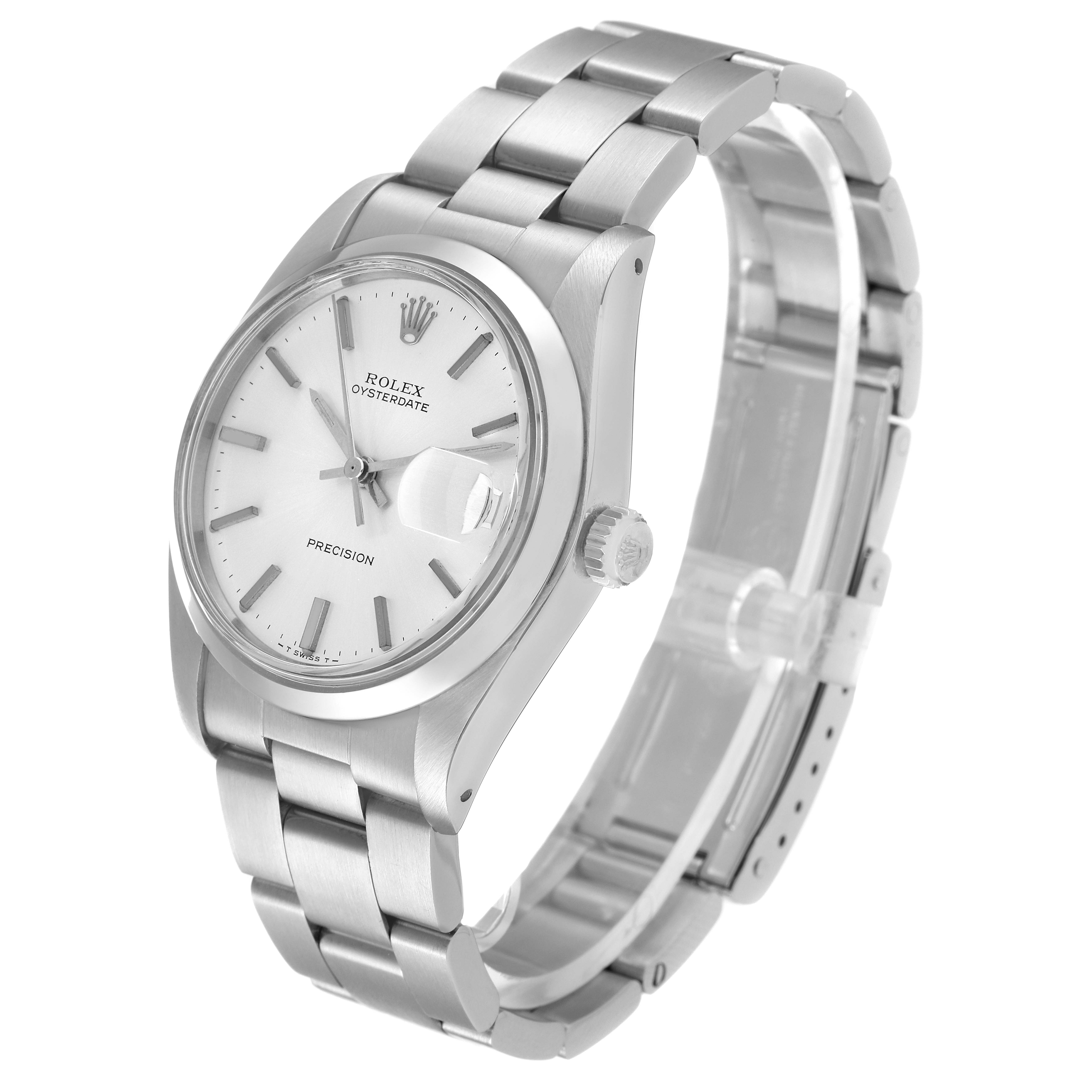 The Rolex Vintage Collection 6694 Men
s Stainless Steel Silver Dial 6694 Men
s Stainless Steel Silver Dial watch is shown at a three-quarter angle, displaying its face, crown, and bracelet in detail.