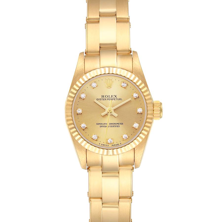 Rolex President No-Date Yellow Gold Diamond Ladies Watch 67198 SwissWatchExpo