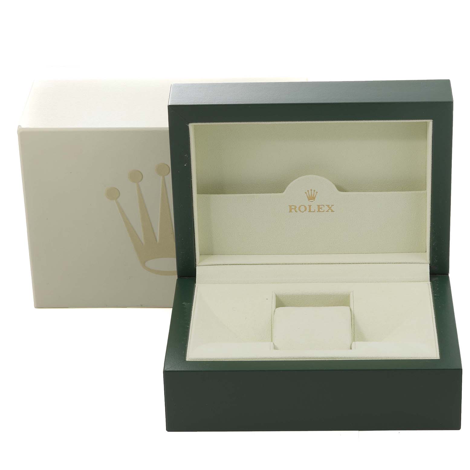 This image shows an open watch box for the Rolex Turn-o-Graph 116264 Men
s Stainless Steel White Dial 116264 Men
s Stainless Steel White Dial model, with the cover removed and interior compartments visible.