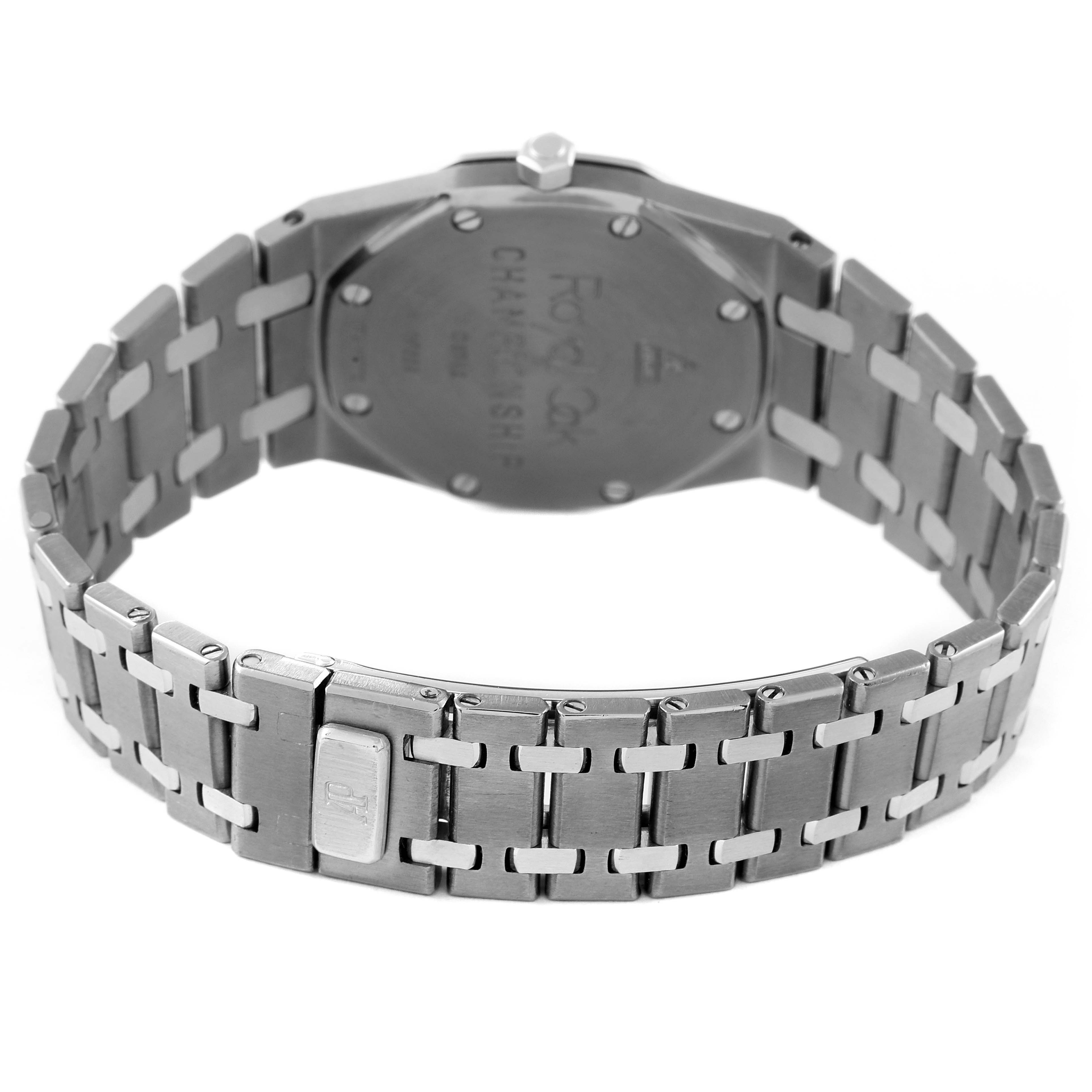 The image shows the back view and bracelet of an Audemars Piguet Royal Oak 56175TT Men's Titanium Grey Dial 56175TT Men's Titanium Grey Dial watch.