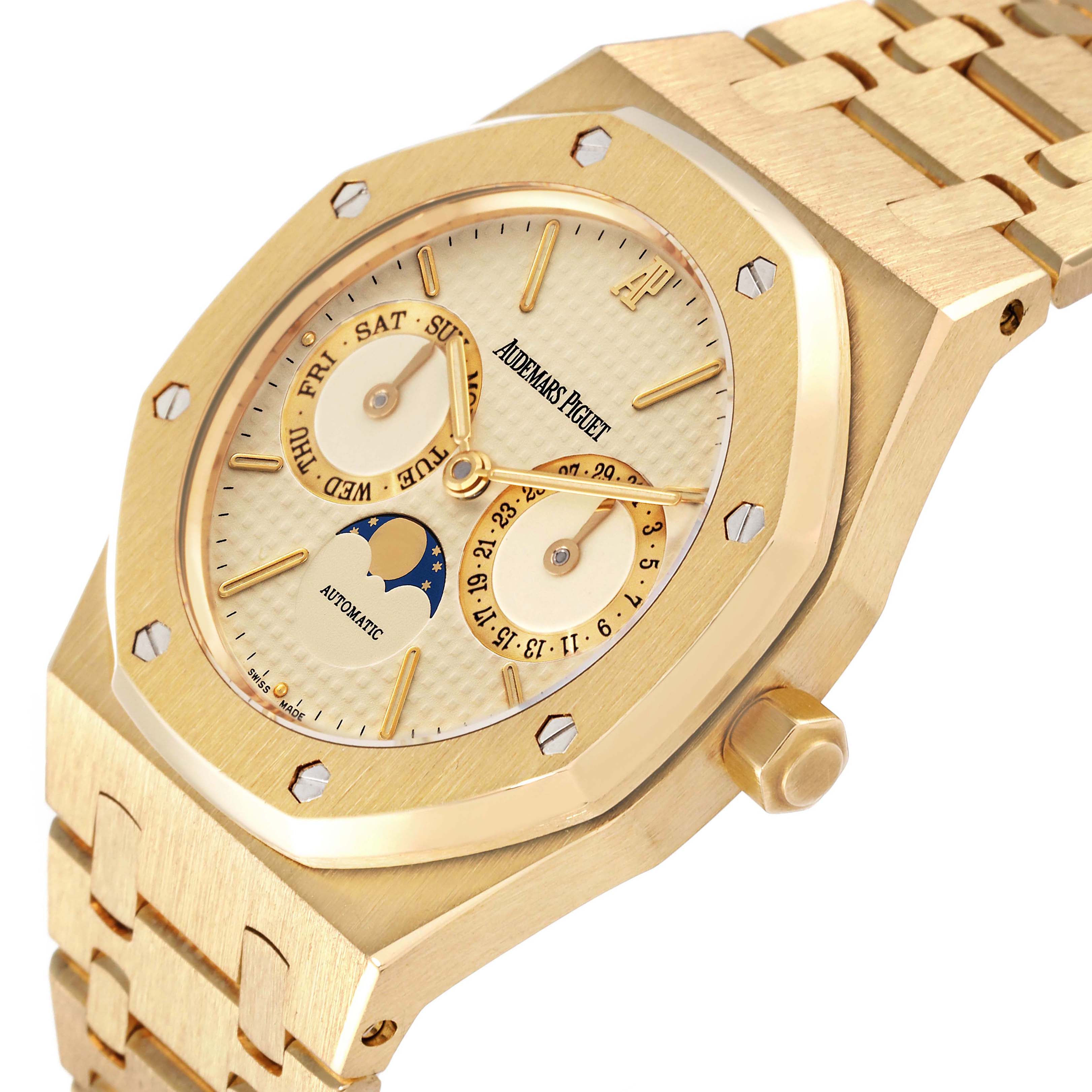 Audemars Piguet Royal Oak Yellow Gold Day Date Moonphase Mens Watch ...