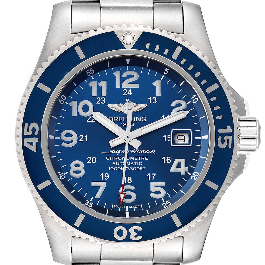 Breitling Superocean II 44 Blue Dial Steel Mens Watch A17392 SwissWatchExpo