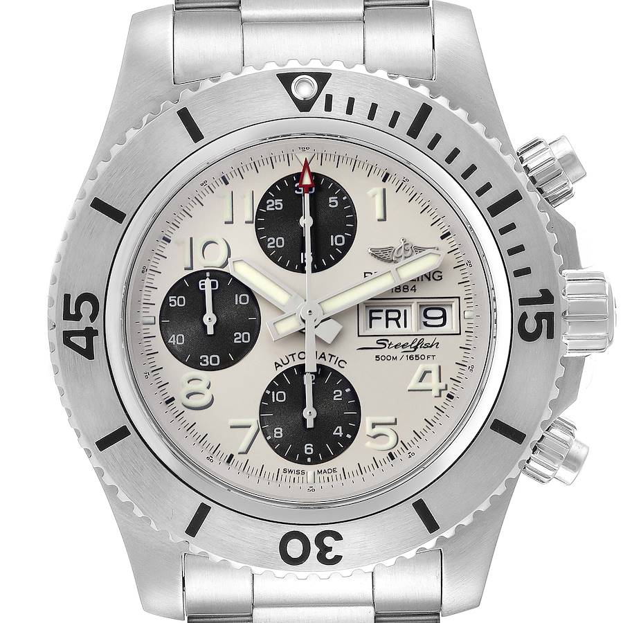 Breitling SuperOcean SteelFish Chronograph Mens Watch A13341 Box Card SwissWatchExpo