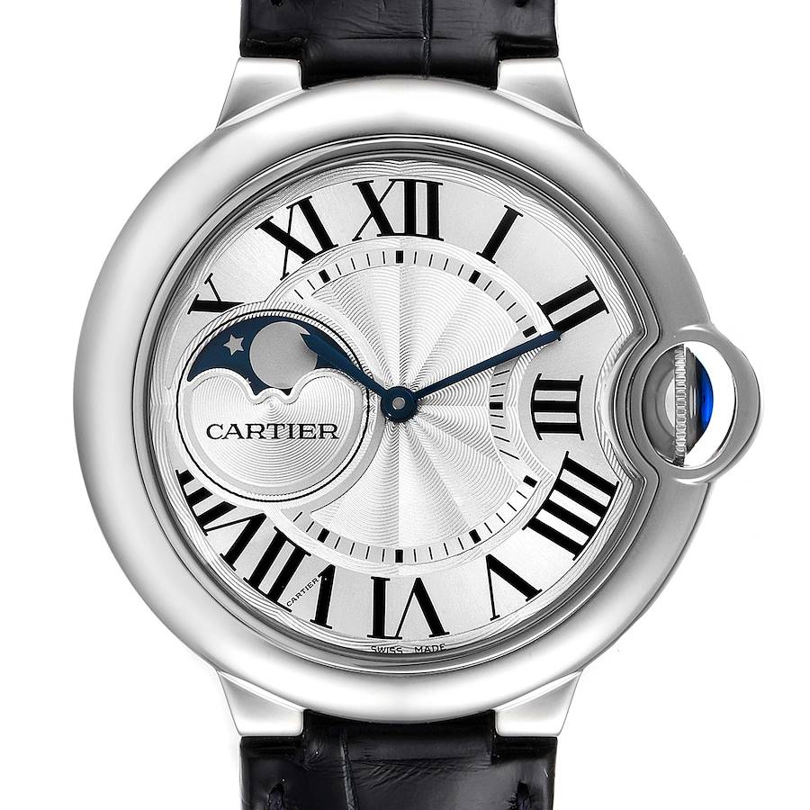 Cartier Ballon Bleu Moonphase Automatic Steel Mens Watch WSBB0020 Unworn SwissWatchExpo