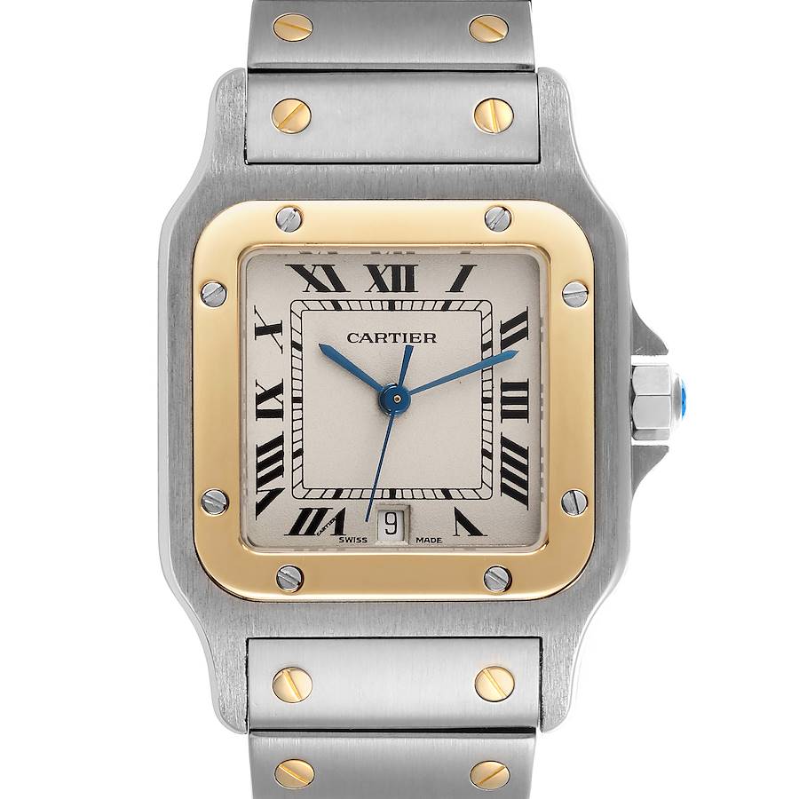 Cartier Santos Galbee Large Steel Yellow Gold Mens Watch W20011C4 SwissWatchExpo