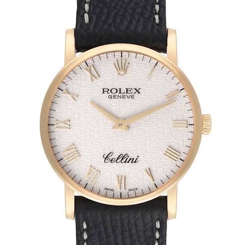 Photo of Rolex Cellini Classic Yellow Gold Ivory Anniversary Dial Mens Watch 5115 Card