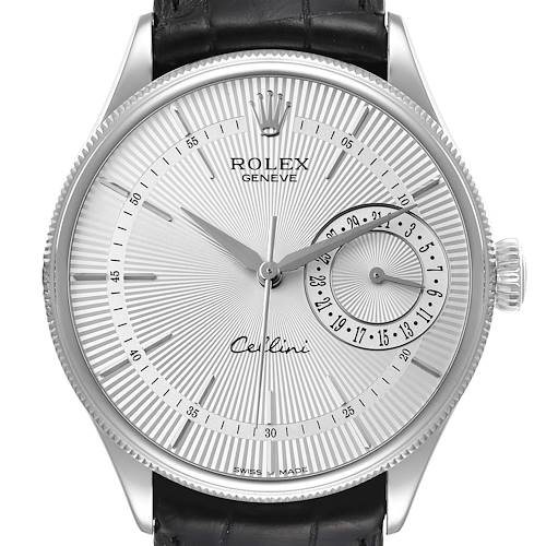 Photo of Rolex Cellini Date White Gold Silver Dial Automatic Mens Watch 50519 Box Card