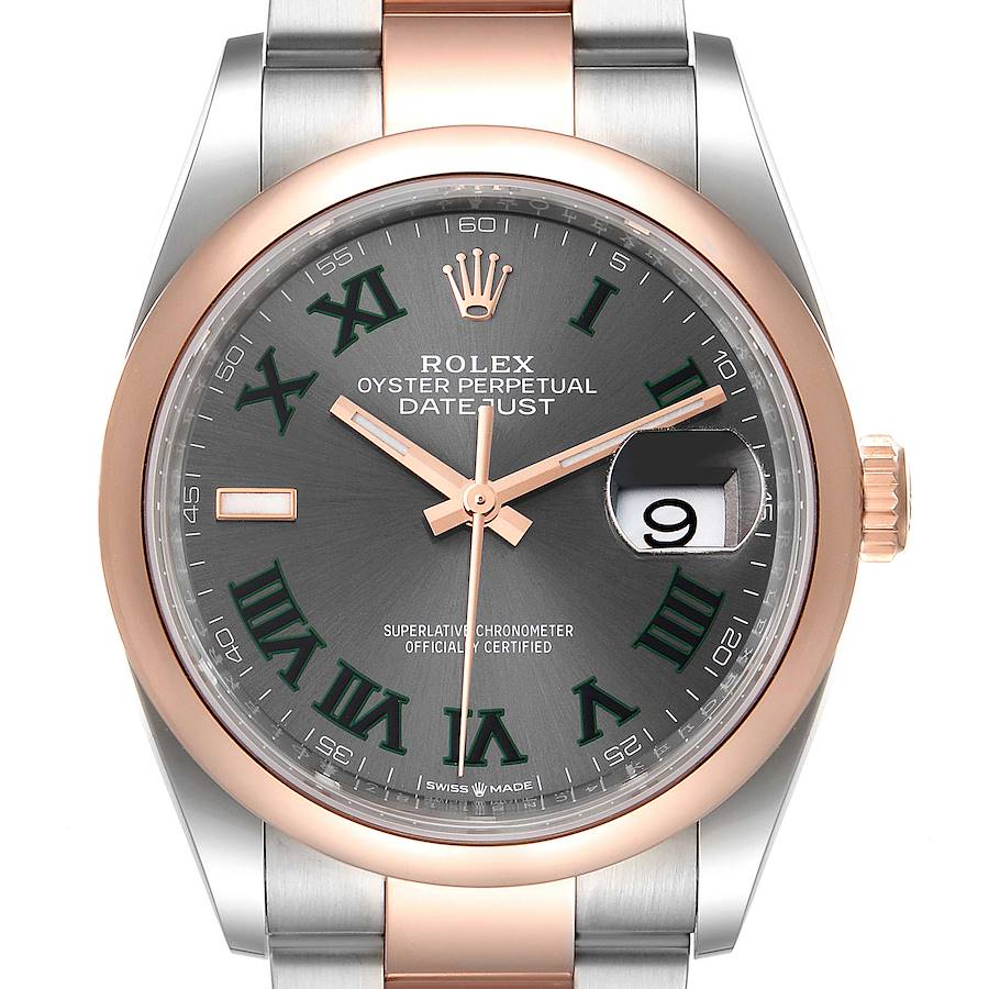 Rolex Datejust 36 Steel EveRose Gold Wimbledon Dial Mens Watch 126201 Unworn SwissWatchExpo