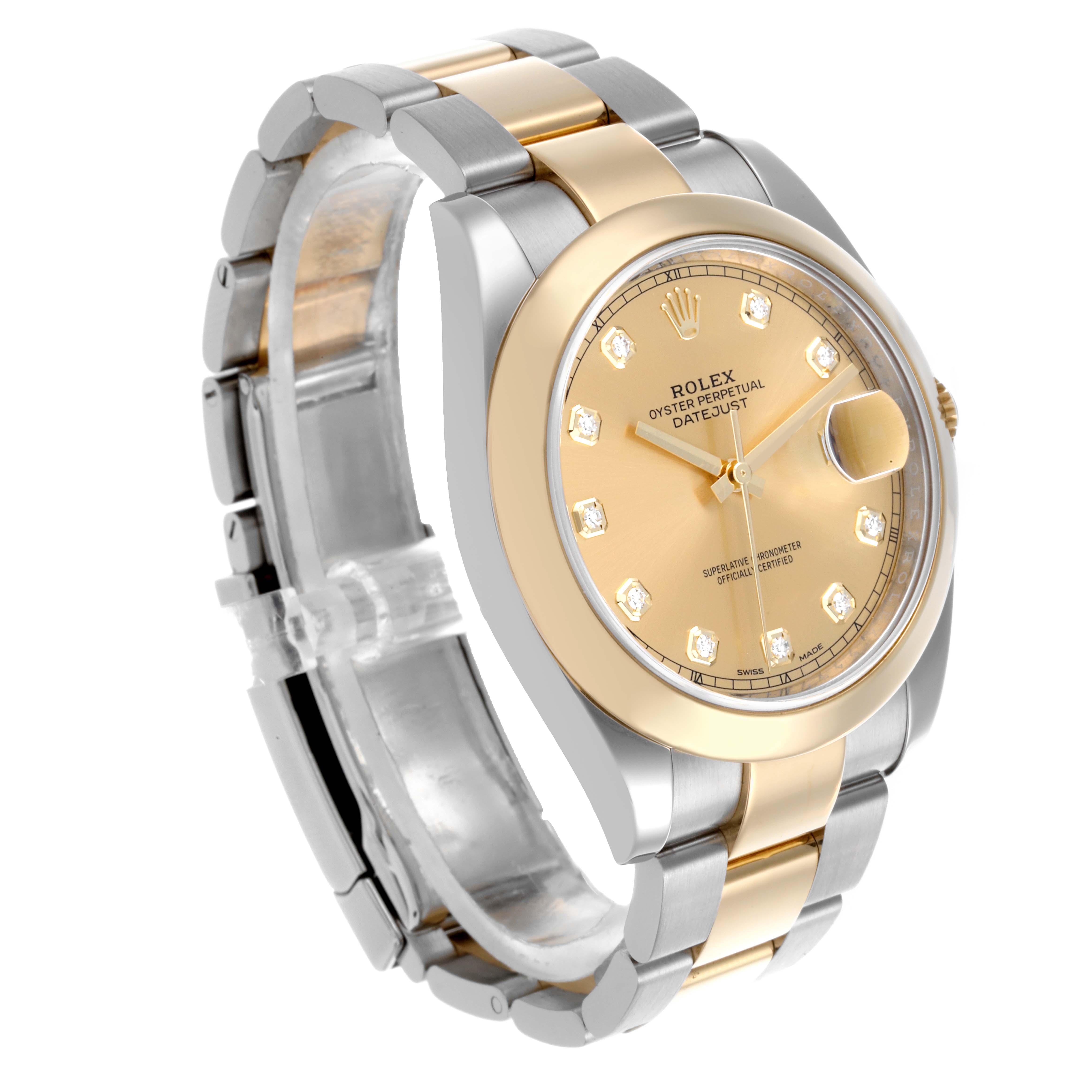 The Rolex Datejust 41 126303 Men's Steel and Gold (two tone) Champagne Dial 126303 Men's Steel and Gold (two tone) Champagne Dial is shown at a three-quarter angle, highlighting the dial, bezel, and bracelet links.