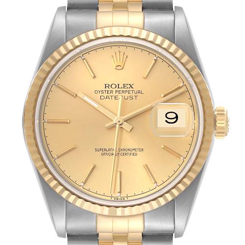 Photo of Rolex Datejust Steel Yellow Gold Champagne Dial Mens Watch 16233