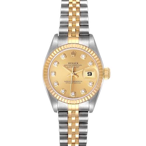 Photo of Rolex Datejust Steel Yellow Gold Champagne Diamond Dial Watch 79173