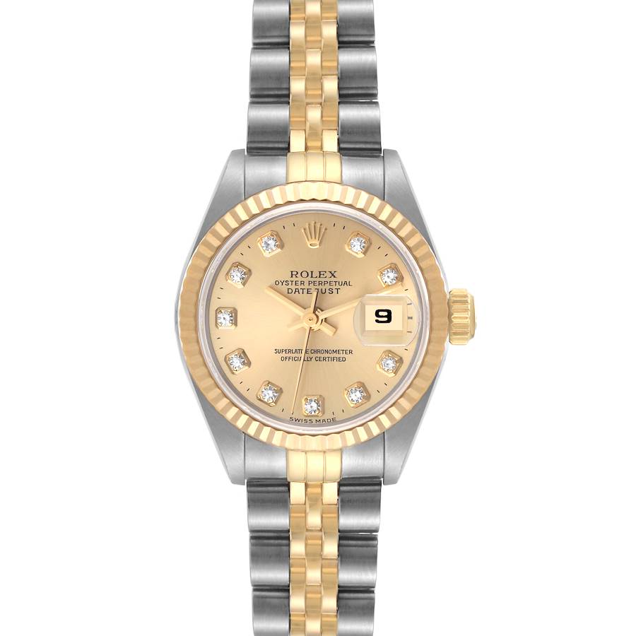 Rolex Datejust Steel Yellow Gold Diamond Dial Ladies Watch 69173 SwissWatchExpo