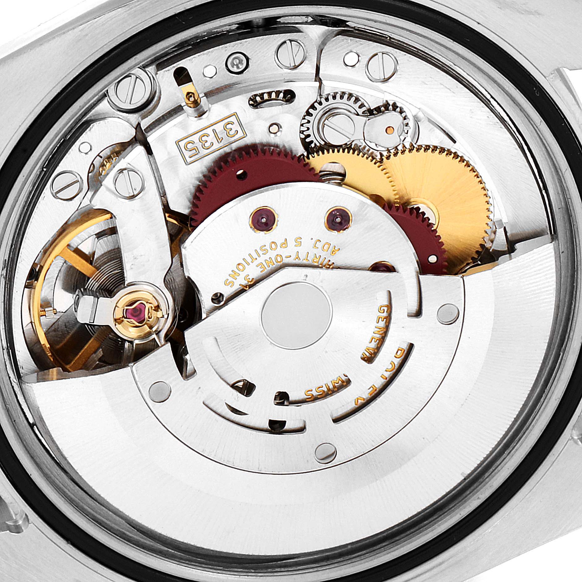 This image shows the inner mechanical components of a Rolex Turn-o-Graph 116264 Men's Stainless Steel Blue Dial 116264 Men's Stainless Steel Blue Dial model from a rear view.