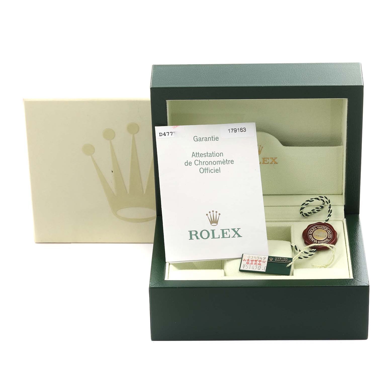 The image shows a Rolex Datejust 179163 Women's Steel and Gold (two tone) White Dial 179163 Women's Steel and Gold (two tone) White Dial box, certification papers, and tags.