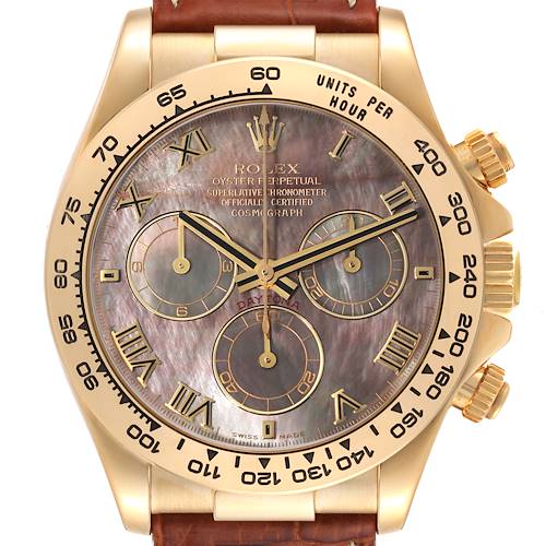 Photo of Rolex Daytona Yellow Gold Mother of Pearl Dial Mens Watch 116518 Box Papers