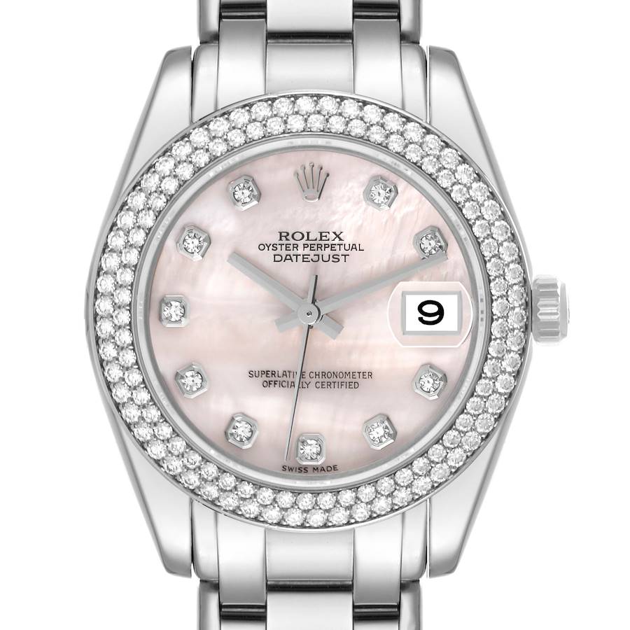 Rolex Pearlmaster 34 White Gold Diamond Mother Of Pearl Dial Ladies Watch 81339 SwissWatchExpo