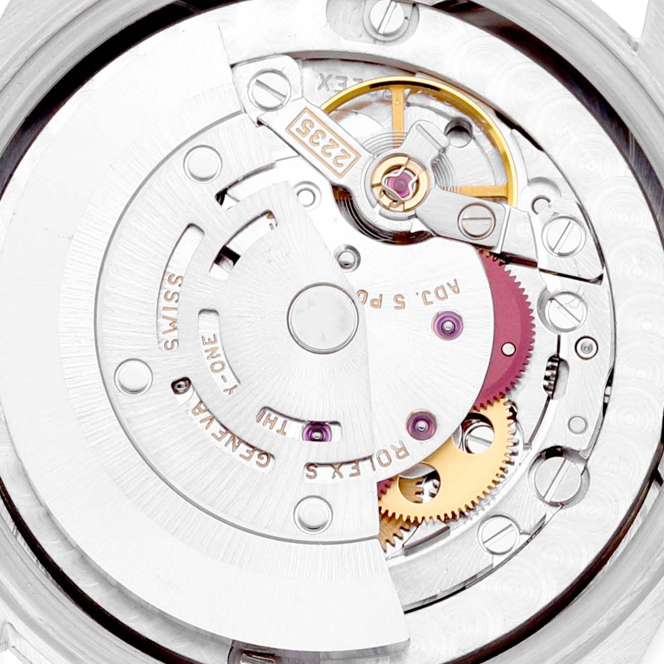 This image shows the internal mechanical movement of a Rolex President 78279 Women's White Gold Blue Dial 78279 Women's White Gold Blue Dial model watch, viewed from the back.