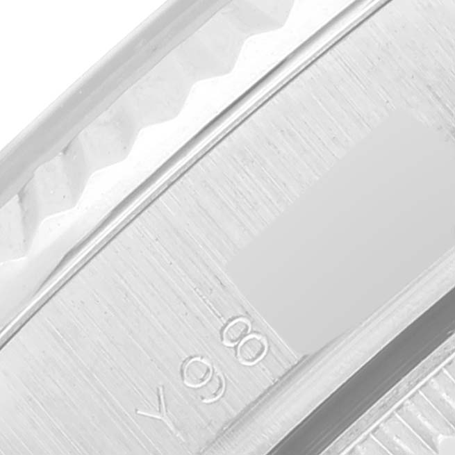 The image shows a close-up view of the bezel and fluted edge of a Rolex President 178279 Women's White Gold Mother of Pearl Dial 178279 Women's White Gold Mother of Pearl Dial model watch.