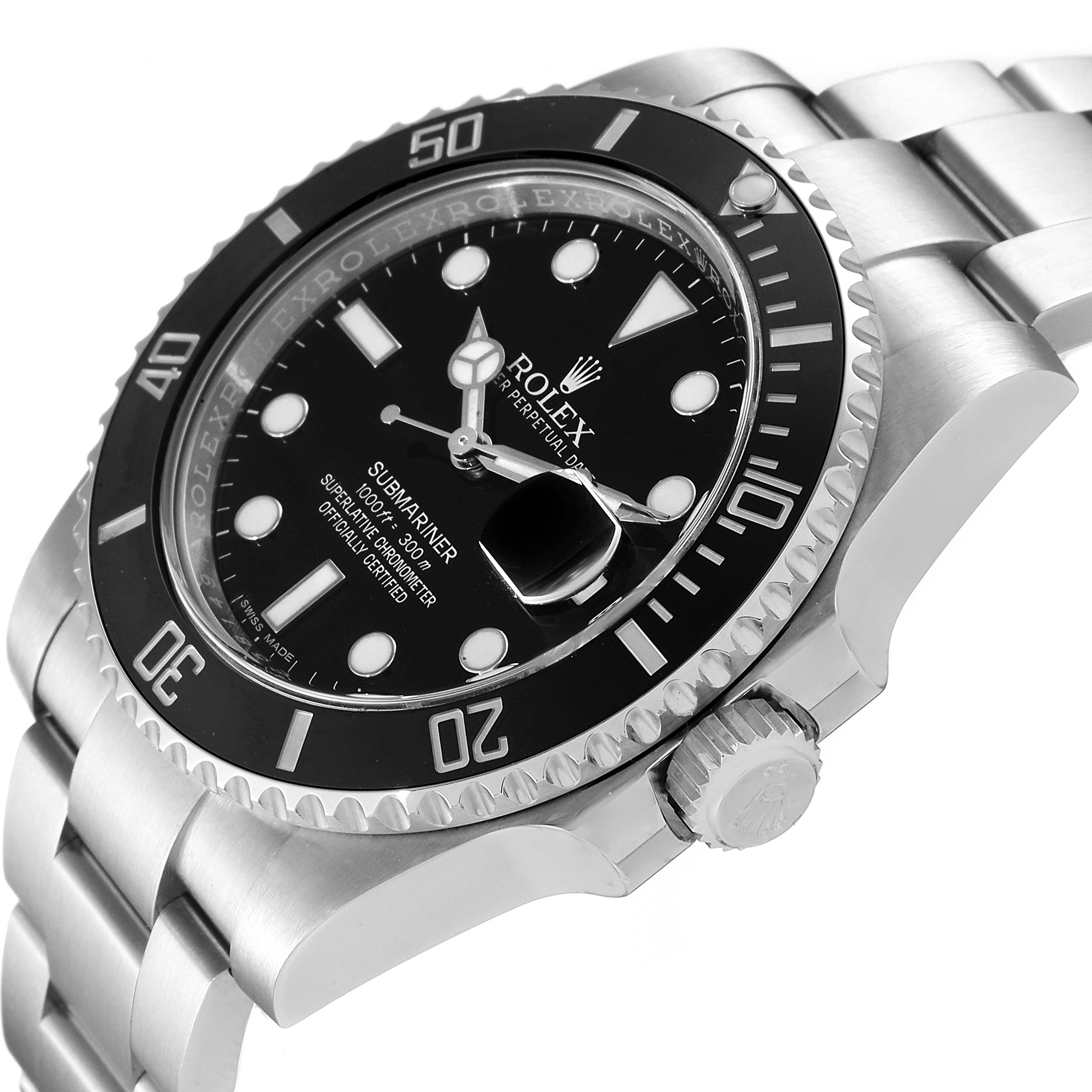 The Rolex Submariner 116610 Men
s Stainless Steel Black Dial 116610 Men
s Stainless Steel Black Dial watch is shown at a slight angle, highlighting the bezel, crown, dial, and part of the bracelet.