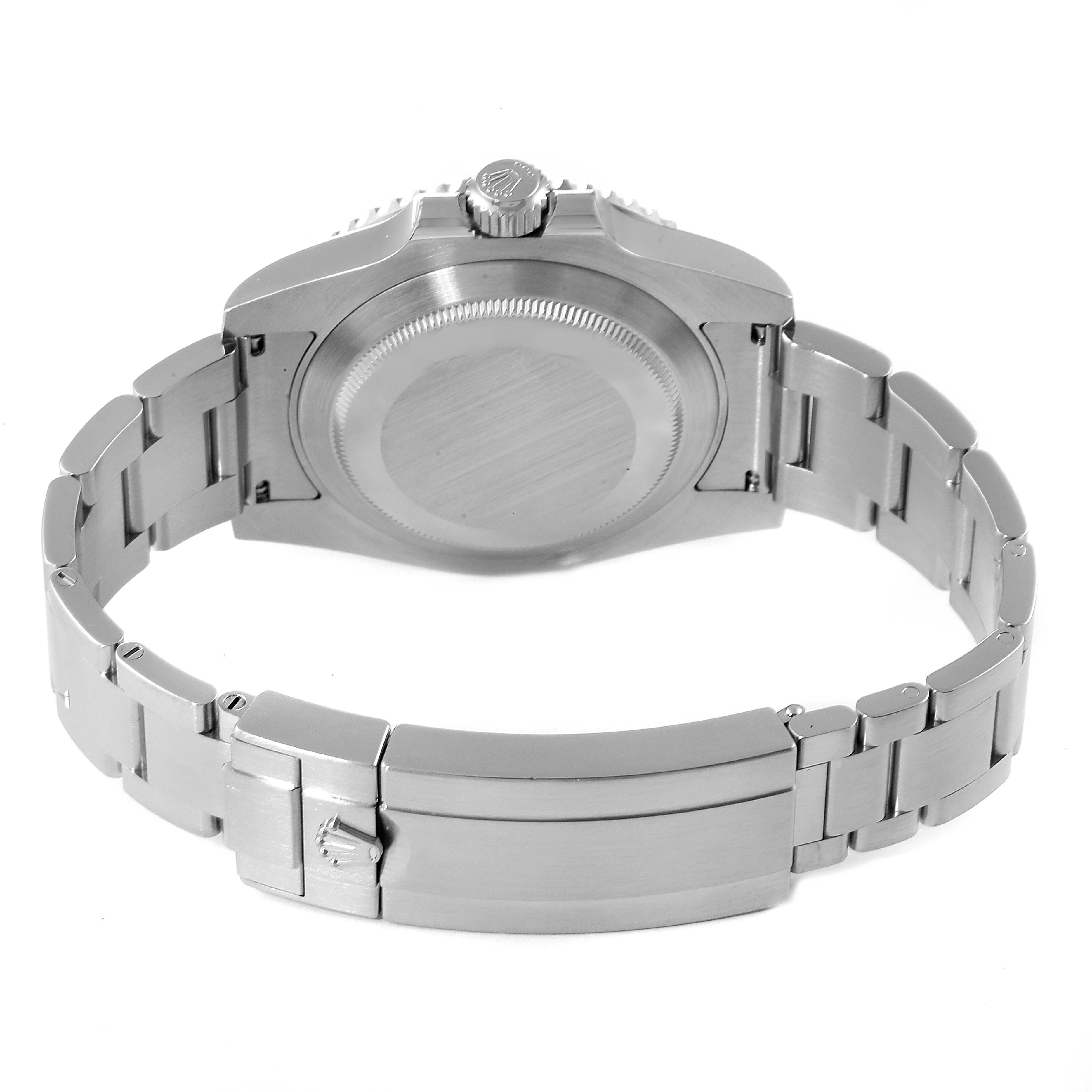 This image shows the back case and bracelet of a Rolex Submariner 116610 Men
s Stainless Steel Black Dial 116610 Men
s Stainless Steel Black Dial, viewed from the underside.