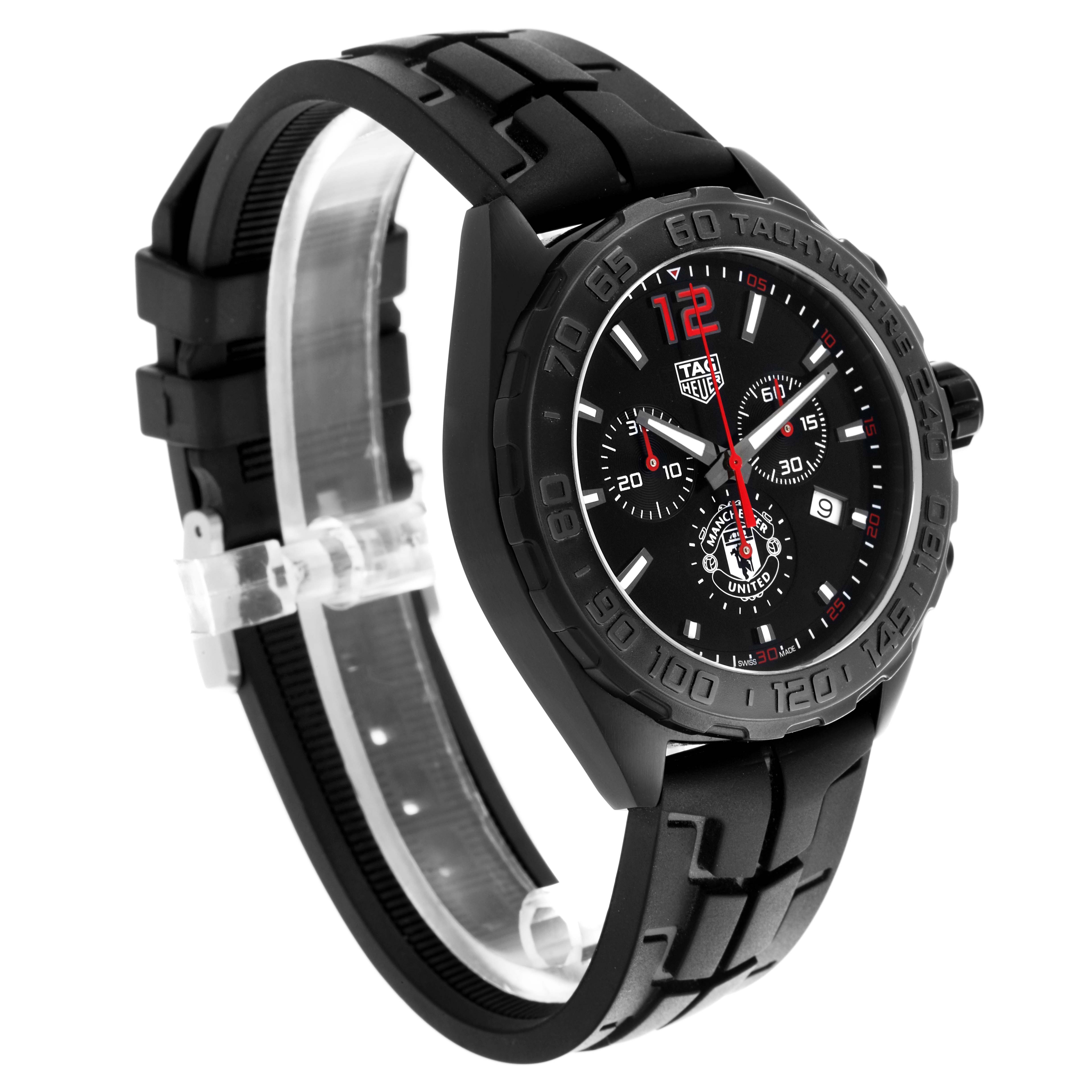 The Tag Heuer Formula 1 CAZ101J.FC8027 Men's Stainless Steel Black Dial CAZ101J.FC8027 Men's Stainless Steel Black Dial watch is shown at a three-quarter angle, highlighting the bezel, dial, and partially the strap.