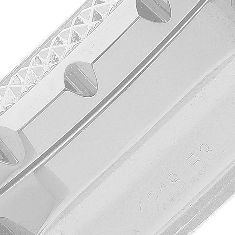 The image shows a close-up of the bezel and part of the case back of a Breitling Bentley A13362 Men's Stainless Steel Mother of Pearl Dial A13362 Men's Stainless Steel Mother of Pearl Dial model watch.