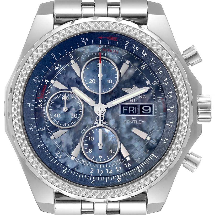Breitling Bentley Motors GT Blue Mother of Pearl Dial Watch A13362 Box Papers SwissWatchExpo