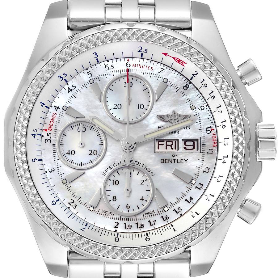 Breitling Bentley Motors GT Mother of Pearl Dial Mens Watch A13362 Box Card SwissWatchExpo