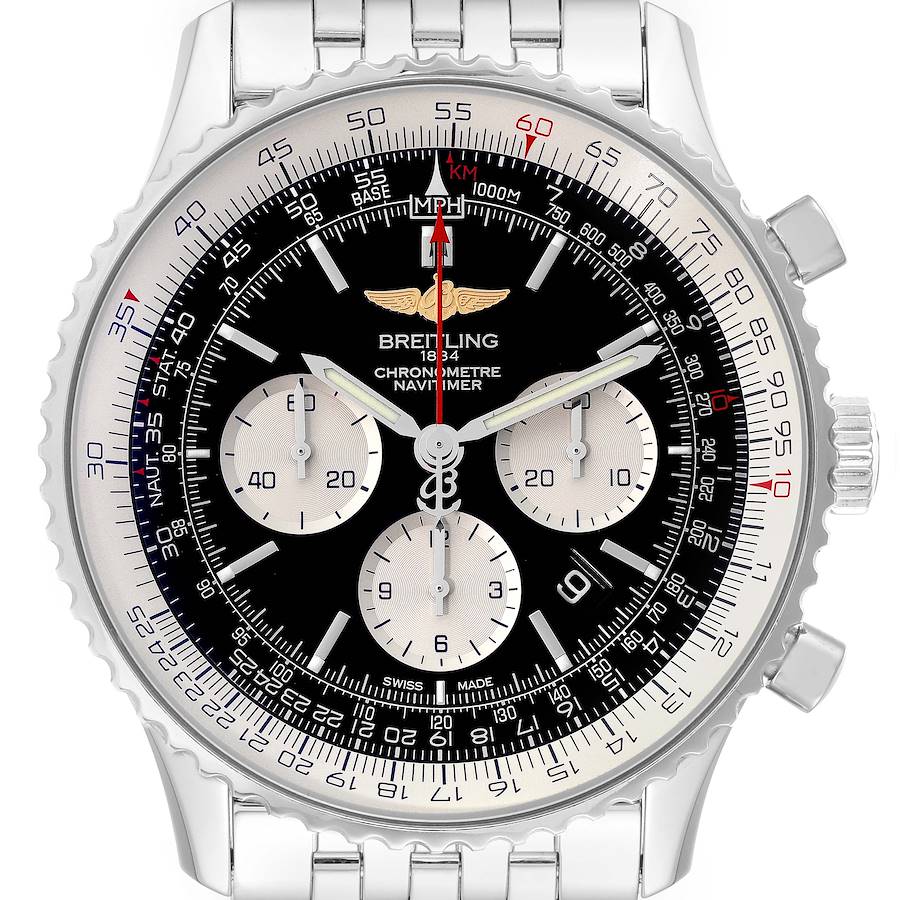 Breitling Navitimer 01 46mm Black Dial Steel Mens Watch AB0127 Box Papers SwissWatchExpo