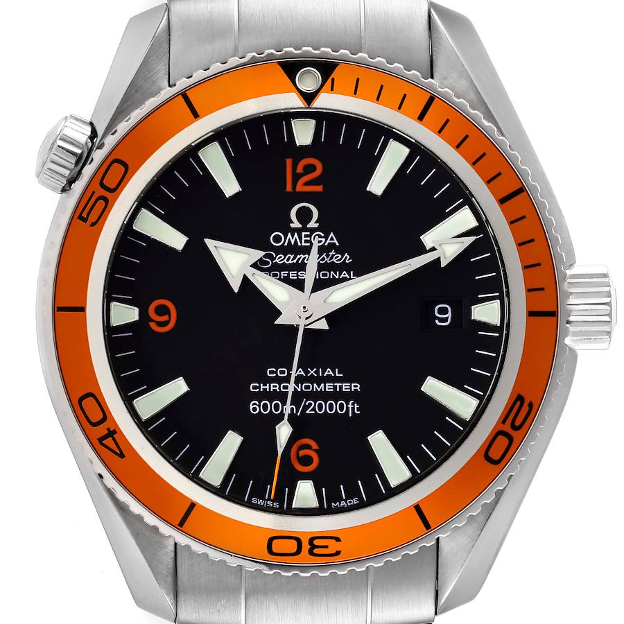 Omega Seamaster Planet Ocean Orange Bezel Steel Mens Watch 2209.50.00 Card SwissWatchExpo