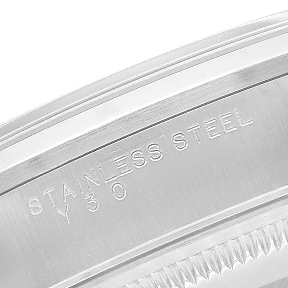 This image shows a close-up of the stainless steel engraving on the Rolex Air-King 14000M Men's Stainless Steel Black Dial 14000M Men's Stainless Steel Black Dial watch case.