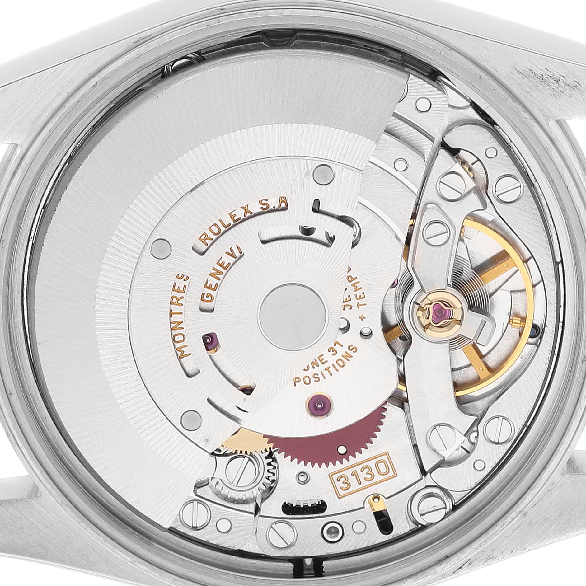 The image shows the internal mechanical movement of the Rolex Air-King 14000M Men's Stainless Steel Black Dial 14000M Men's Stainless Steel Black Dial watch from a top-down angle.